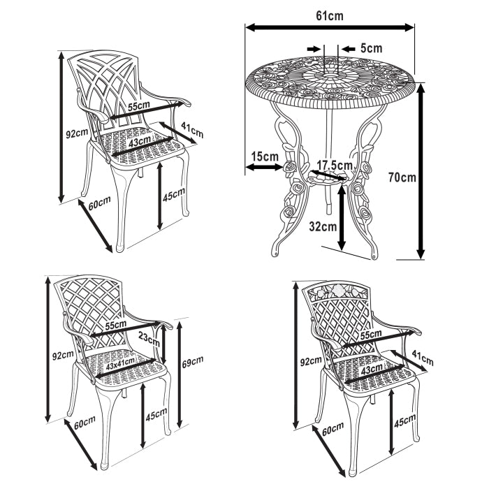 Table bistrot London Rose (ensemble 2 personnes)