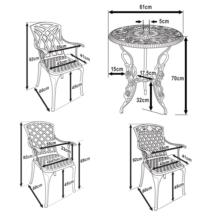 Table bistrot London Rose (ensemble 2 personnes)