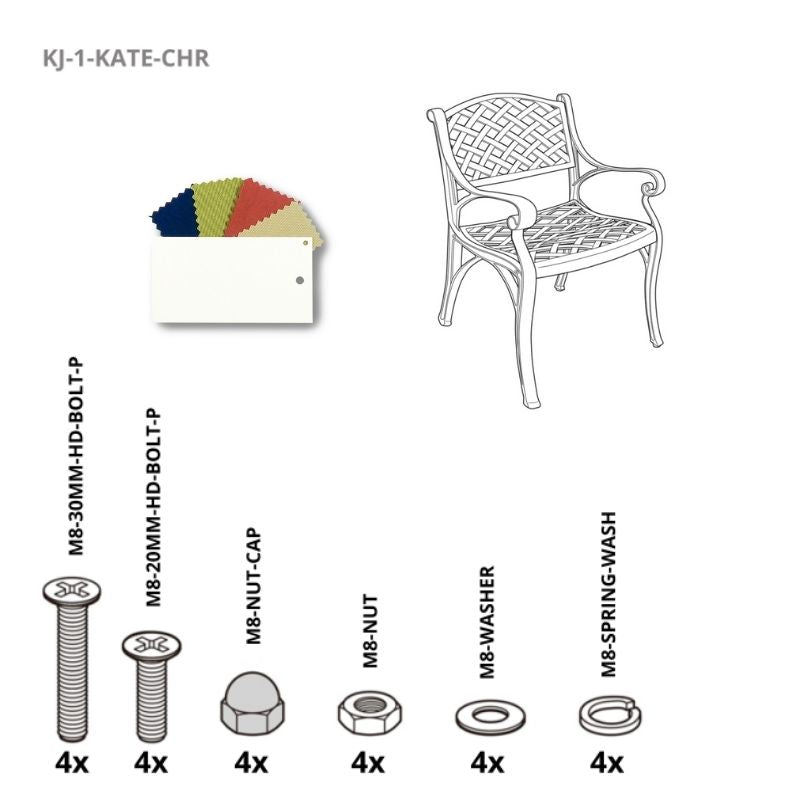 Set of Fixings for Kate Chair Kingjoy WH