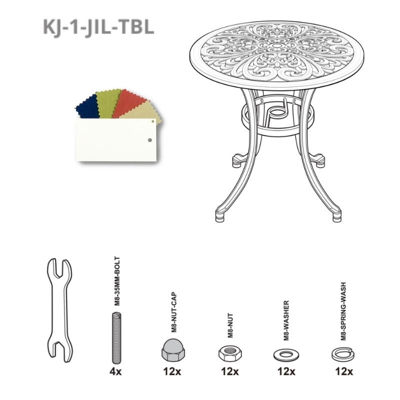Set of Fixings for Jill Table Kingjoy WH
