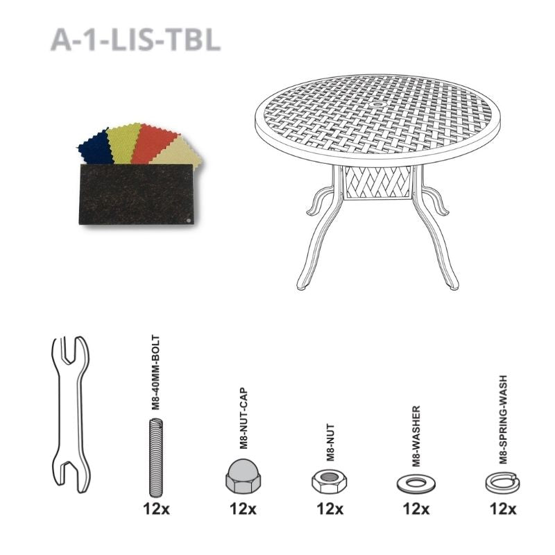 Set of Fixings for Lisa Table Abest AB