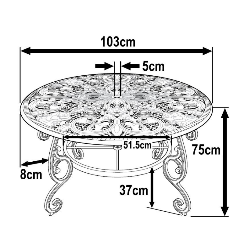 Table Flora (ensemble 4 personnes)