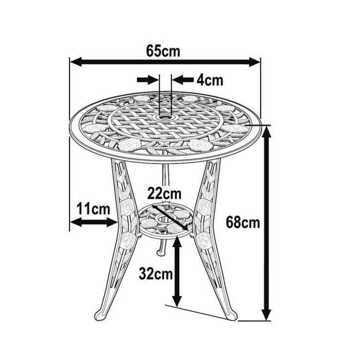 Table bistrot Rose (ensemble 2 personnes)