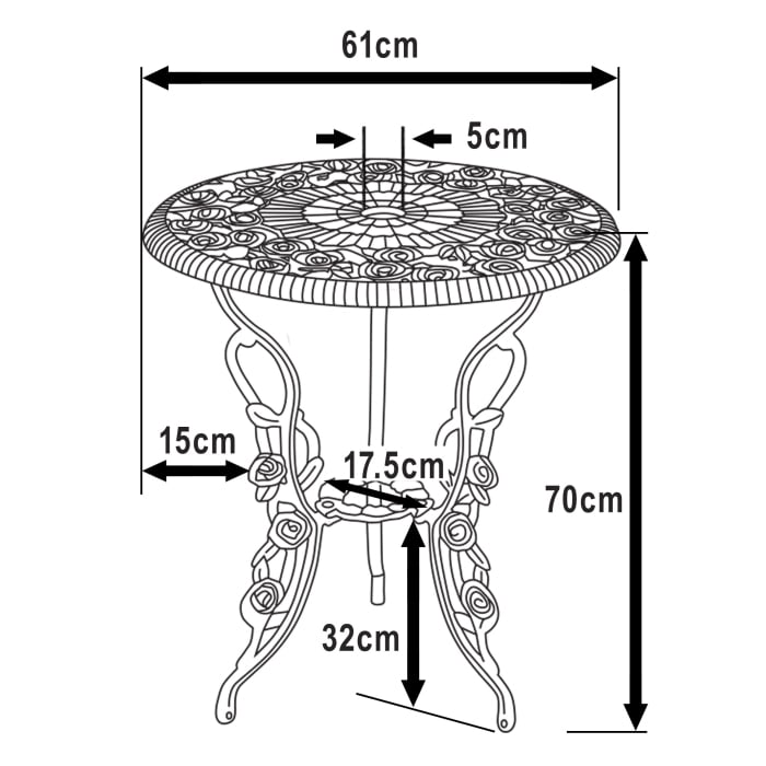 Table London Rose seule - Bronze Ancien