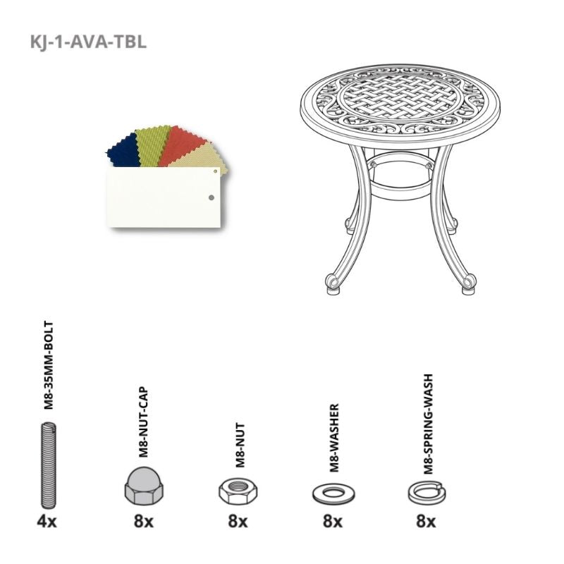Set of Fixings for Ava Table Kingjoy WH