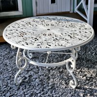 Aperçu: White 135cm Metal Garden table set 6