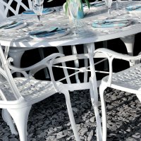 Aperçu: White 135cm Metal Garden table set 1