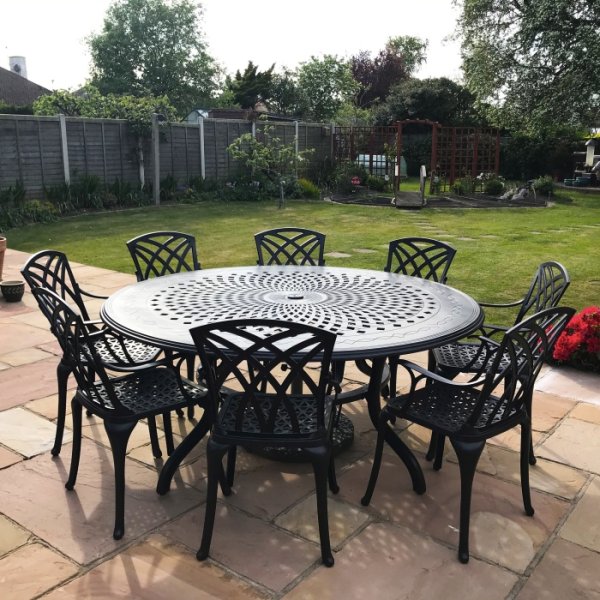 Rosie 10 Seater Round Patio Furniture, 10 Seater Round Dining Table With Lazy Susan