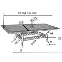 Aperçu: Large extension weatherproof dining garden table aluminium dimensions